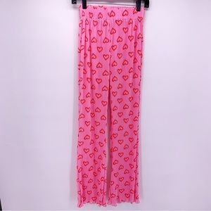 *Valentines* SHEIN Pink and Red High Rise Heart Print Flare Pants Size S…